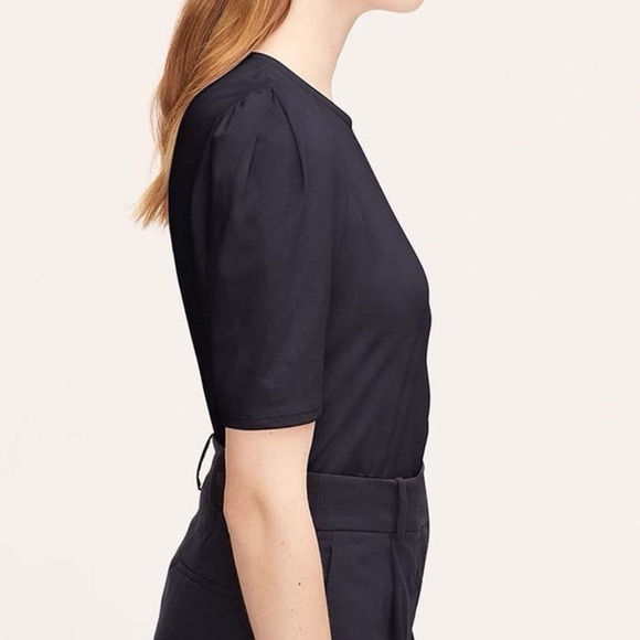 NWT Rebecca Taylor A-line Puff Sleeve Tee in Navy - Picture 2 of 8